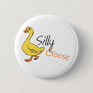 Gelbe Hand Albern Gänse Gänse Cartoon Button
