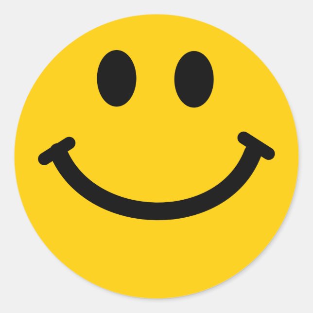 Gelbe Happy Gesichtskleber Runder Aufkleber (Vorderseite)