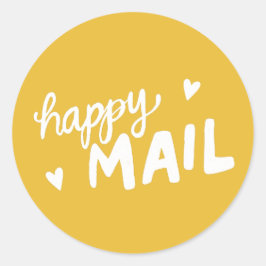 Gelbe Happy Mail-Postfach und Verpackungsaufkleber Runder Aufkleber