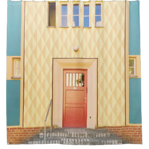Gelbe Hausdarstellung Duschvorhang