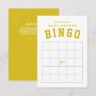Gelbe Heckklappe Thema Babydusche BINGO-Karte Einladung