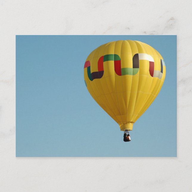 Gelbe Heißluftballon Vintage Postkarte (Vorderseite)