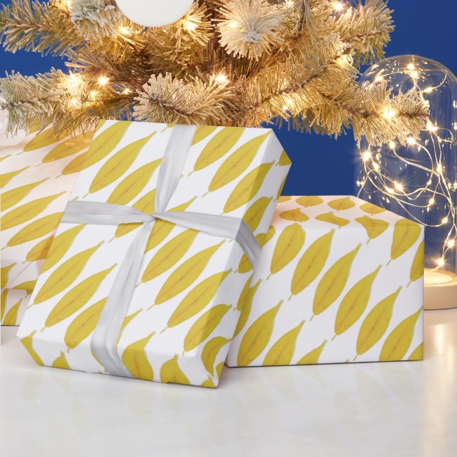 Gelbe Herbstlaube Wasserfarbmuster Geschenkpapier (Feiertage)