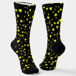 Gelbe Herzen auf schwarz Socken