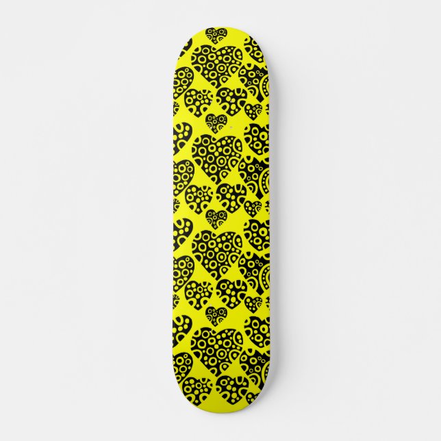 Gelbe Herzen Skateboard (Vorne)