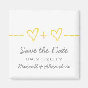 Gelbe Herzgleichung speichern Sie das Datumsfenste Magnet