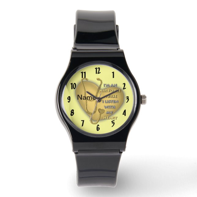 Gelbe Herzkraft Armbanduhr (Vorderseite)