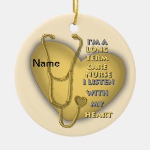Gelbe Herzkrankenpflege Keramik Ornament