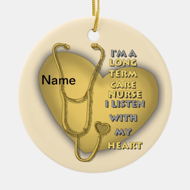Gelbe Herzkrankenpflege Keramik Ornament (Vorne)