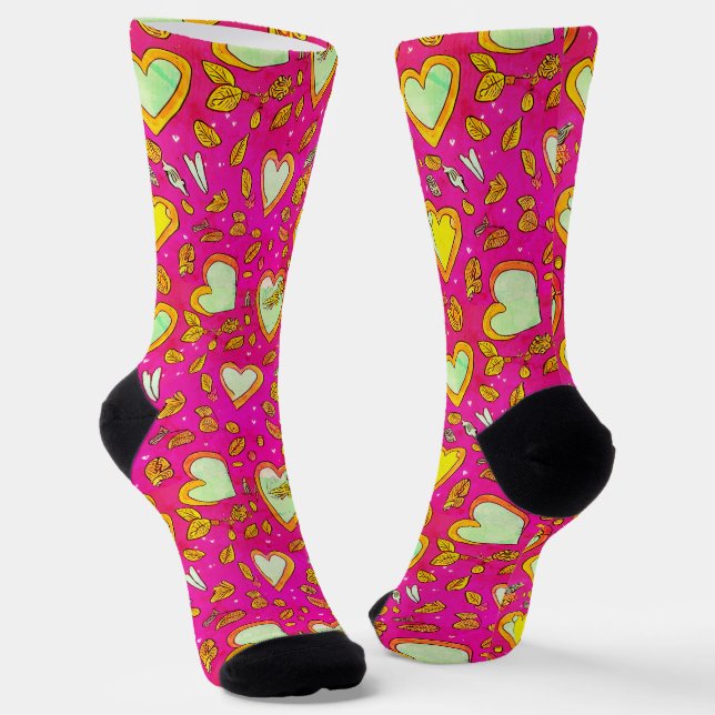 Gelbe Herzsocken Socken (Gewinkelt)