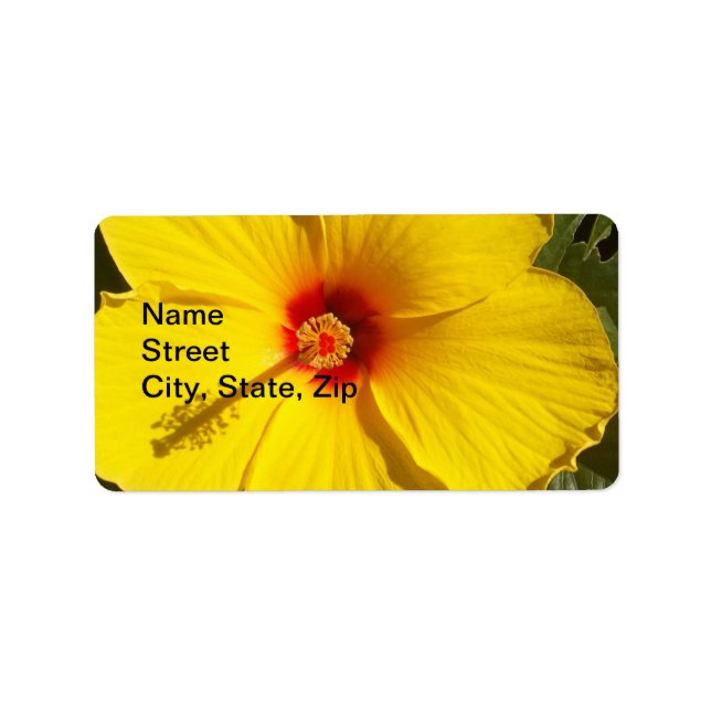 Gelbe Hibiskus Blume Adressaufkleber (Vorne)
