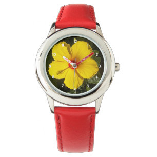 Gelbe Hibiskus Blume Armbanduhr