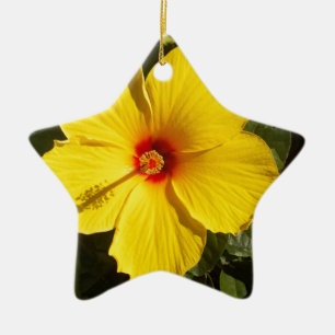 Gelbe Hibiskus Blume Keramik Ornament