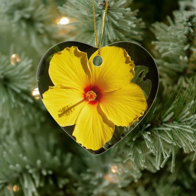 Gelbe Hibiskus Blume Keramikornament (Baum)