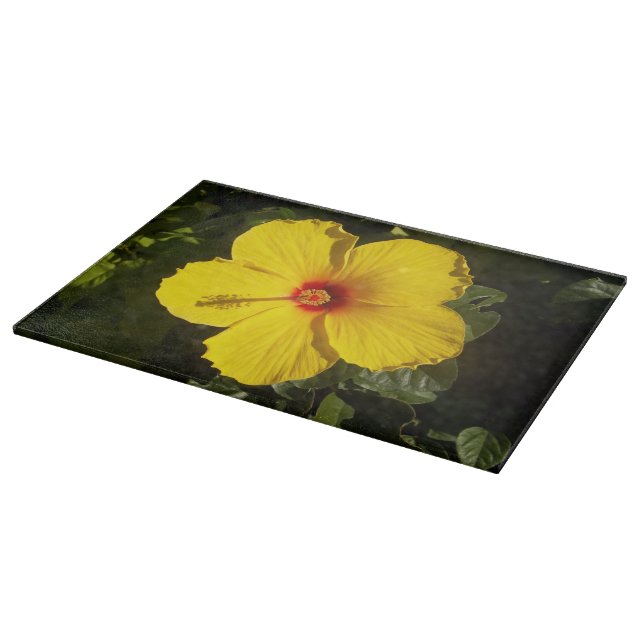Gelbe Hibiskus Blume Schneidebrett (Ecke)