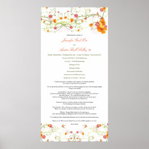 Gelbe Hibiskus- und Schwalbenblumen-Hochzeitsprogr Poster
