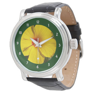 Gelbe Hibiskusblüte Armbanduhr