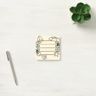 Gelbe Hintergrund-Sommer-Doodle-Post-it-Notizen Post-it Klebezettel