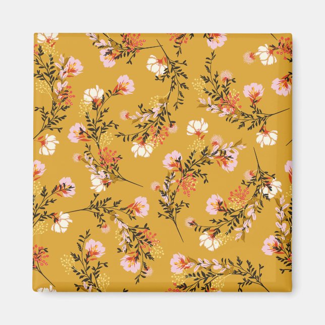 Gelbe Hintergrundblumen Magnet (Vorne)