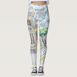Gelbe historische Villa Leggings
