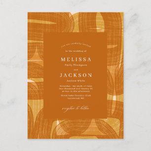 Gelbe Hochzeit in Retro-Bögen und -Gewölben Postkarte