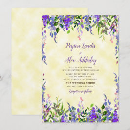 Gelbe Hochzeit von Aquarelllavender Einladung