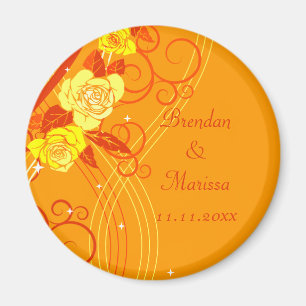 Gelbe Hochzeitsfeigen Orange Rose Magnet