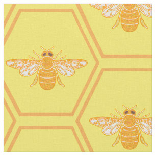 Gelbe Honigwabe mit Honigbienen Stoff
