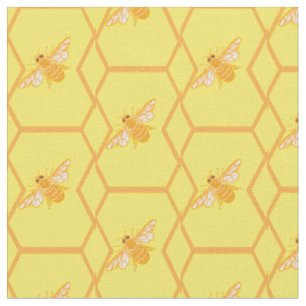 Gelbe Honigwabe mit Honigbienen Stoff