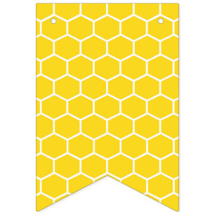 Gelbe Honigwaben-Geometrie Weiße Linien Hummel Wimpelkette