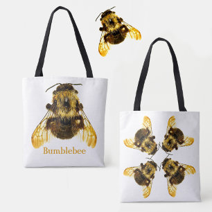 Gelbe Hummeln auf Weiß Tasche