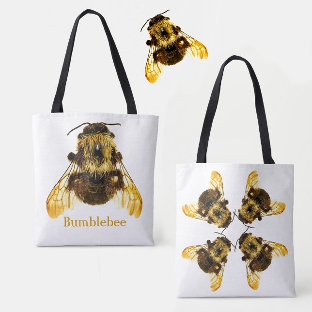 Gelbe Hummeln auf Weiß Tasche (Von Creator hochgeladen)