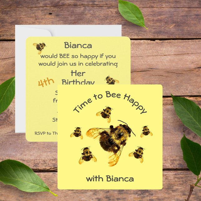 Gelbe Hummeln Zeit, um glücklich zu sein Geburtsta Einladung (Von Creator hochgeladen)