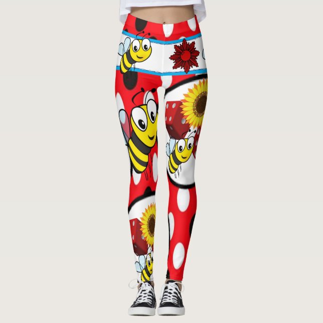 Gelbe Hummelrot-Leggings-Teenager Leggings (Vorderseite)