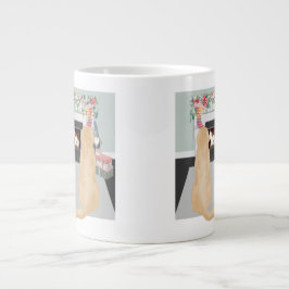 Gelbe Hunde in der Weihnachtsszene Jumbo-Tasse