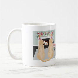 Gelbe Hunde in der Weihnachtsszene Kaffeetasse