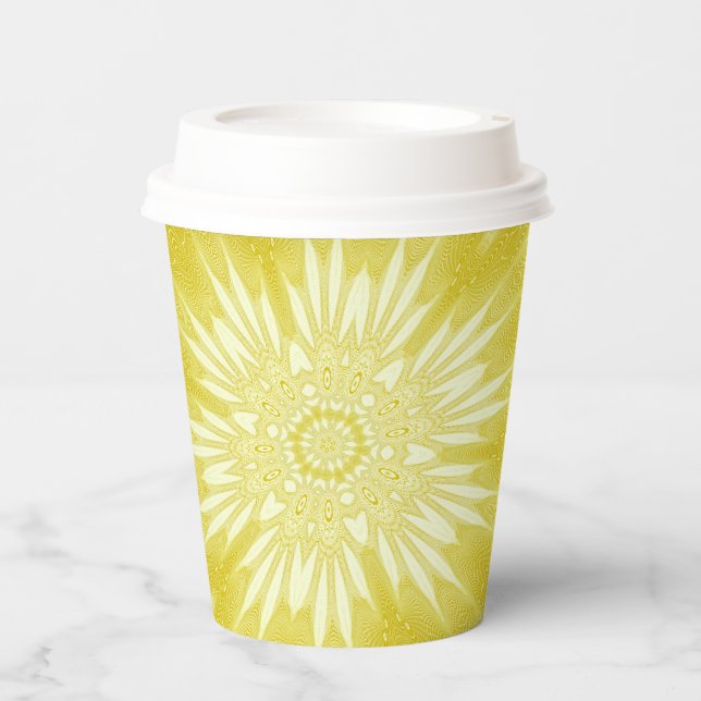 Gelbe Imitate in Sunshine-Design Pappbecher (Vorderseite)