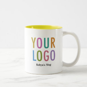 Gelbe Innenseite Kaffeetasse mit Namen & Firmenlog