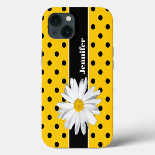 Gelbe iPhone-Hülle mit schwarzen Punkten und Gänse iPhone Hülle