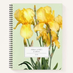 Gelbe Iris Anpassbarer Name Hell Zitronengrün Notizbuch
