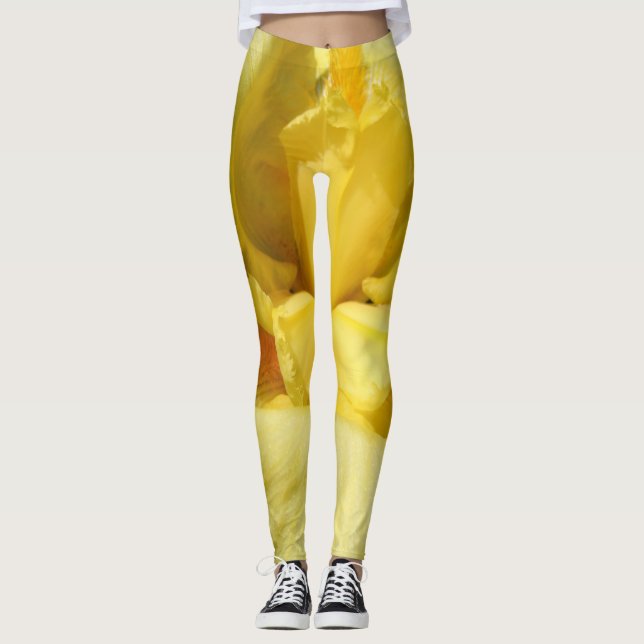 Gelbe Iris-Blume Nah Leggings (Vorderseite)
