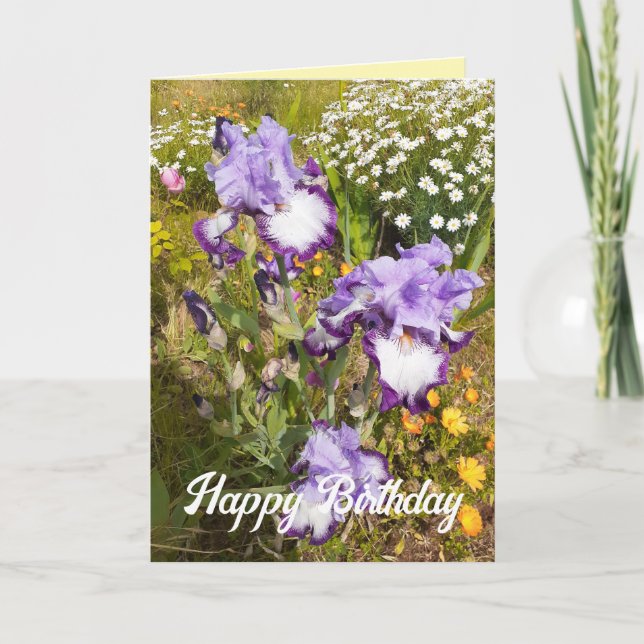 Gelbe Iris und Irische Blume Blumenkarte Karte (Vorderseite)