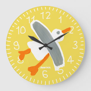 Gelbe John-Farbstoff-Seemöwe-Wanduhr Große Wanduhr