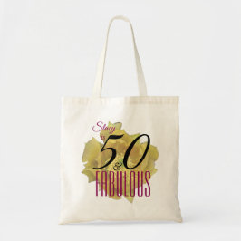 Gelbe Kaktus Blume 50 und fabelhafter Geburtstag Tragetasche