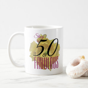 Gelbe Kaktusblüte 50 und Fantastischer Geburtstag Kaffeetasse
