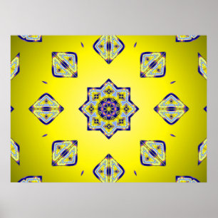 Gelbe Kaleido-Quadrate Poster