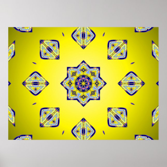 Gelbe Kaleido-Quadrate Poster (Vorne)