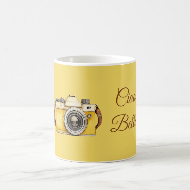 Gelbe Kamera Ciao Bella Kaffeetasse (Mittel)