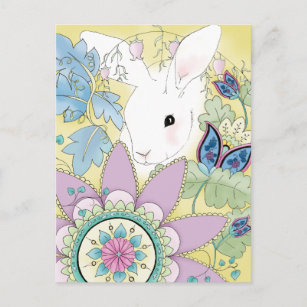 Gelbe Kaninchen-Postkarte Postkarte