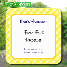 Gelbe Karierte Karo bearbeitbar Retro Quadratischer Aufkleber